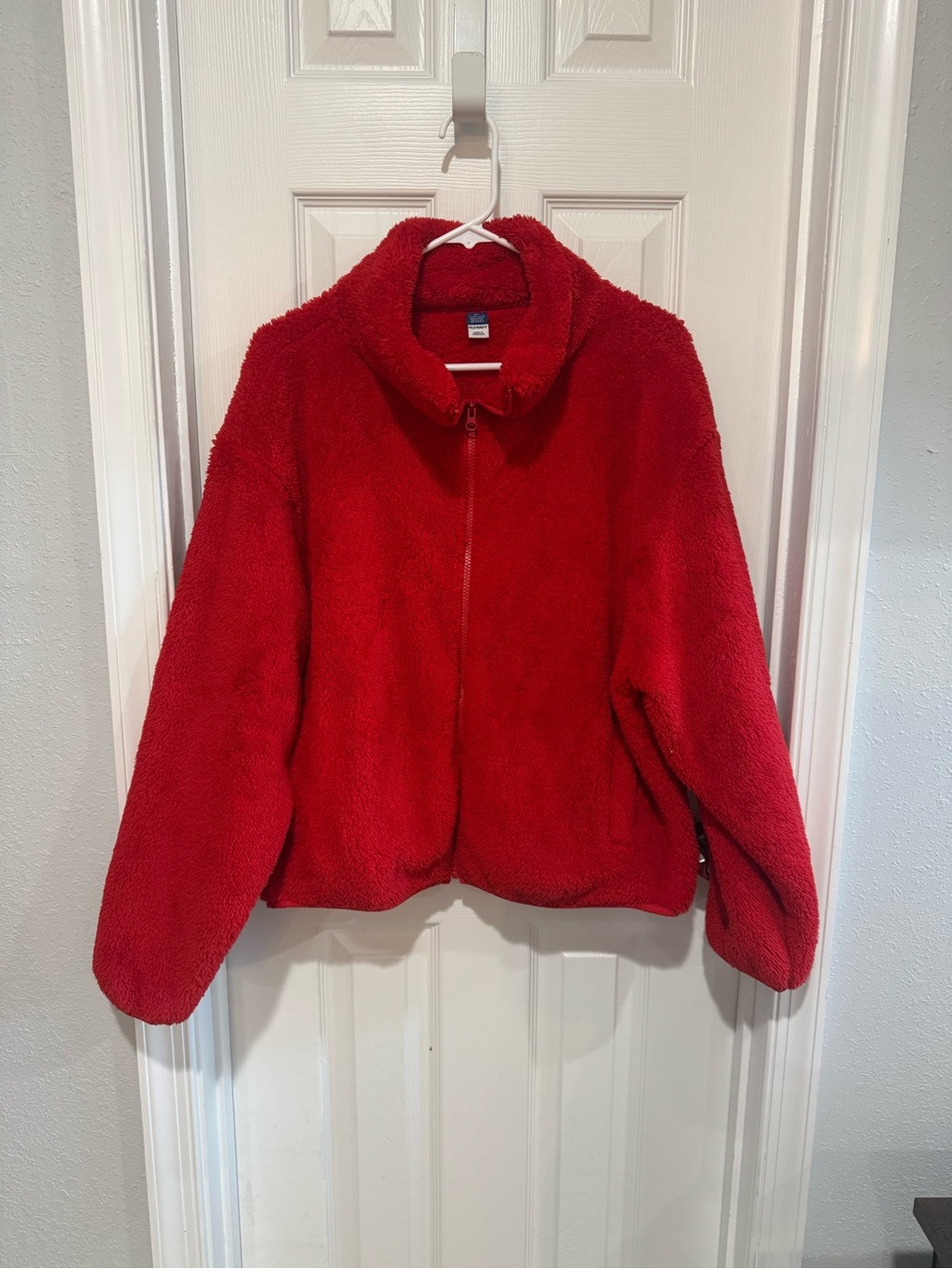 Old Navy Bright Red Plush Zip Jacket